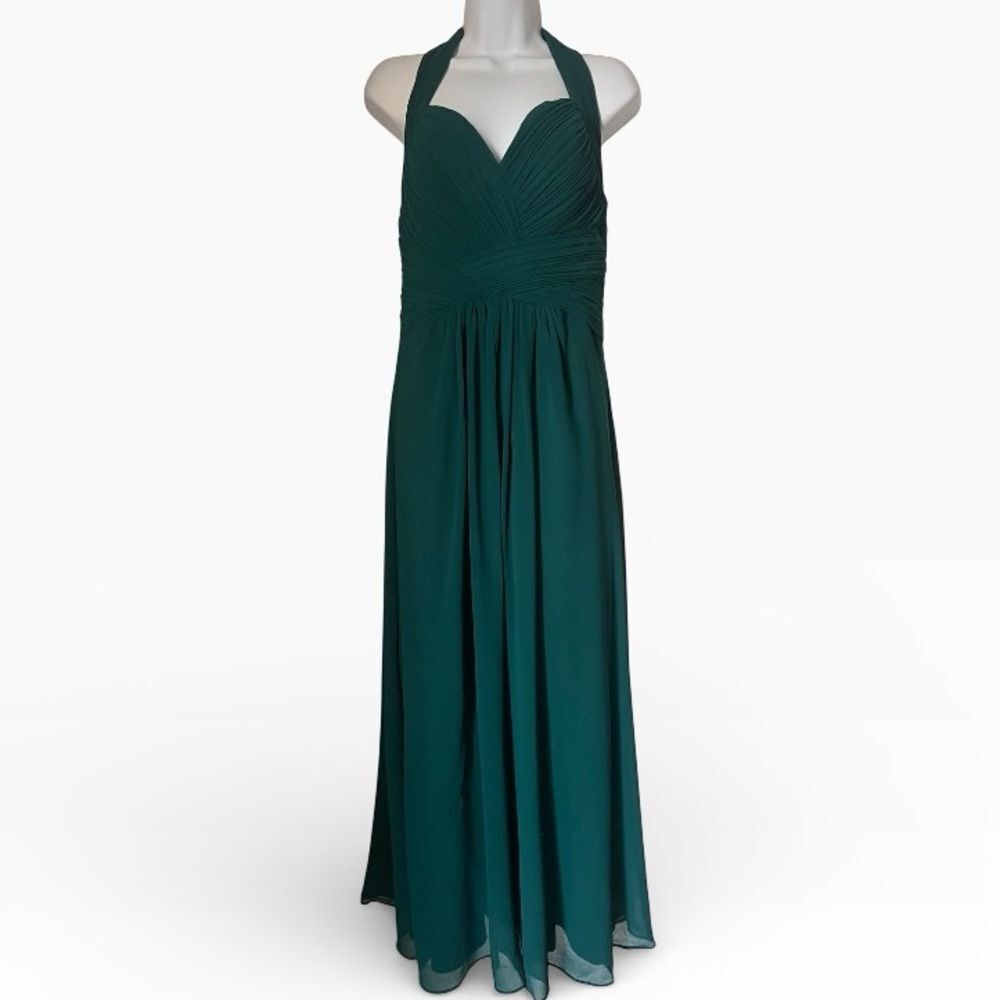 Ever-Pretty Dark Green Bridesmaid Ruched Sweetheart Halter Chiffon Maxi Dress 8